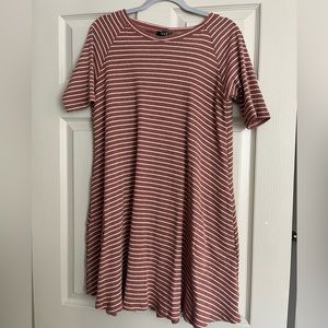 Light pink and white striped dress.